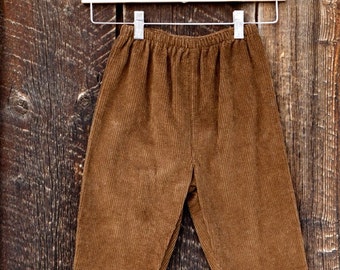 Boys Corduroy Pant with Elastic Waist, Brown Kids Pant, Little Boys Trousers, Toddler Pant, Boys Winter Pants