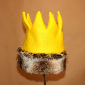 Wild Thing Crown with Fur Trim, Max Crown, Gold Crown, Wild Things Birthday, Wild Things Party, First Birthday Crown, Wild One, Photo Prop