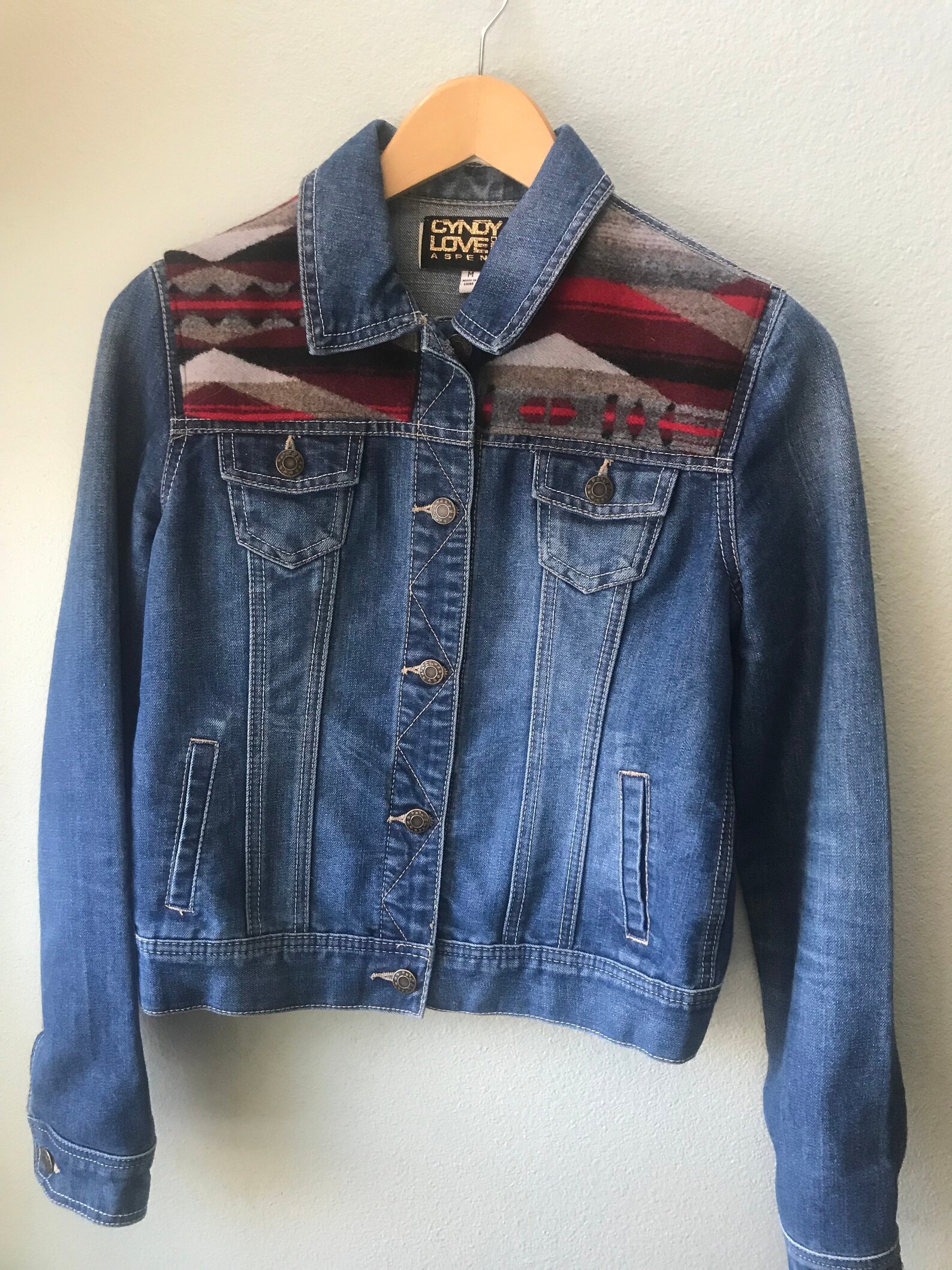 Denim Vintage Native American Jean Jacket with Oregon wool Etsy