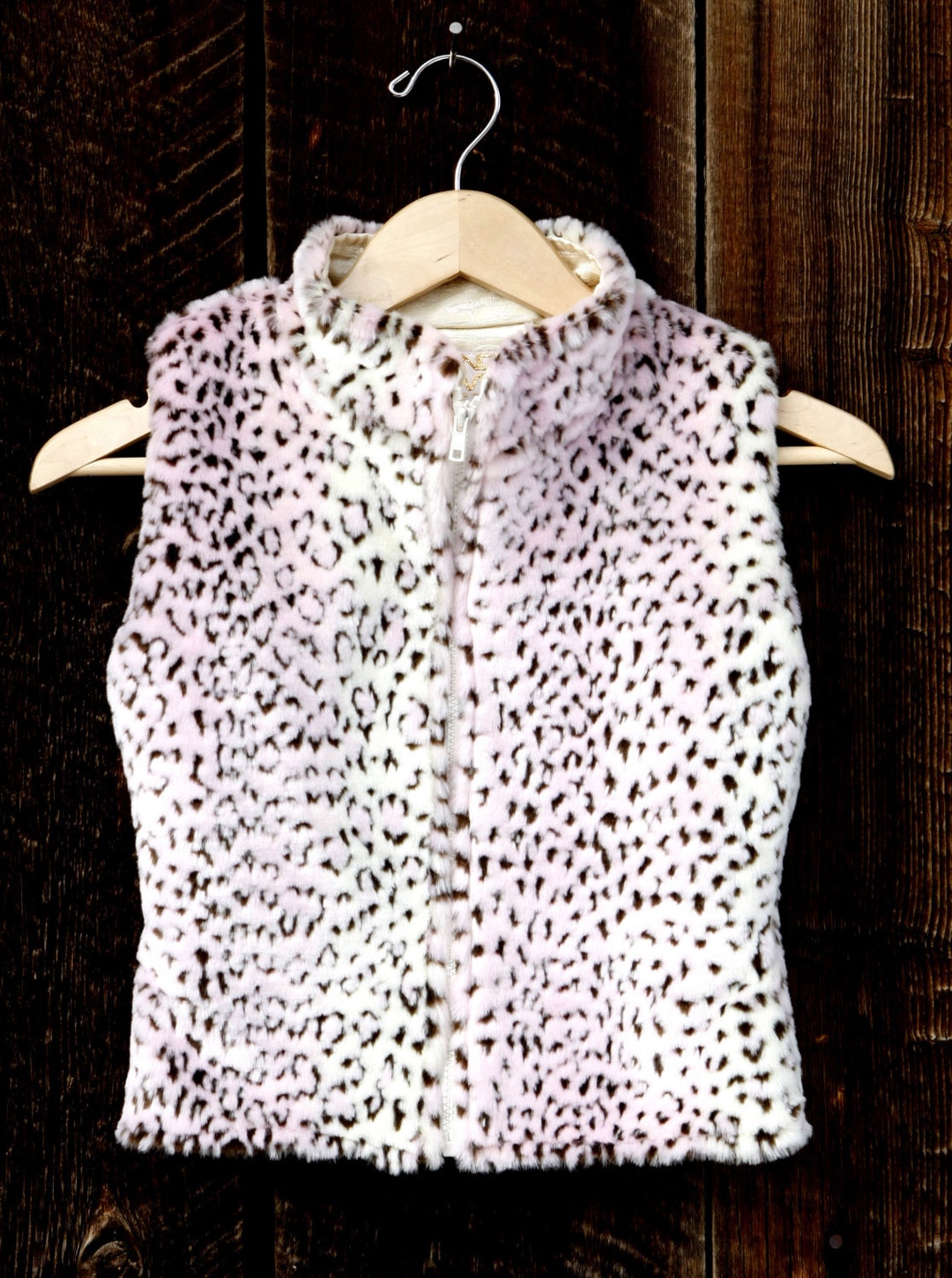 Girls Faux Fur Vest Pink and Brown Leopard Print Little Girl Etsy