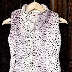 Girls Faux Fur Vest Pink and Brown Leopard Print, Little Girl Vest, Pink Girls Vest, Animal Print, Cheetah Print, Faux Fur, Girl Winter Vest image 1
