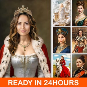 Ritratto reale personalizzato da foto, ritratto rinascimentale, ritratto storico, ritratto reale, ritratto della regina, regalo personalizzato