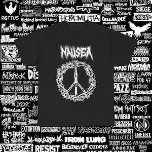 Nausea T Shirt Punk Anti-Climax Conflict Disrupt Icons of Filth Extreme Noise Terror Doom Aus-Rotten Unisex Heavy Cotton T-Shirt S-5XL