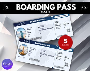 Editable Boarding Pass Template: Surprise Trip Ticket (Digital Download)