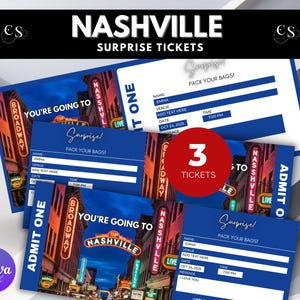 Editable Nashville Surprise Trip Ticket, Surprise Trip Ticket, Surprise Trip Reveal, Birthday Trip Ticket, Surprise Vacation, Ticket