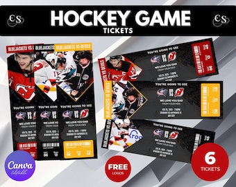 Editable Hockey Game Ticket: Surprise Trip Reveal (Digital Download)