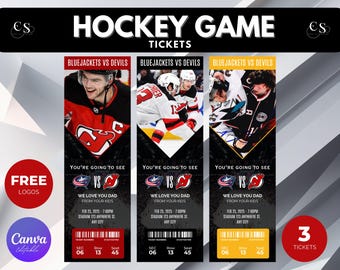 Editable Surprise Hockey Game Ticket: Printable Sports Trip Reveal (Canva PDF)