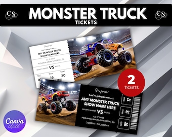 Monster Truck Show Surprise Ticket: Printable Reveal (Canva Editable)