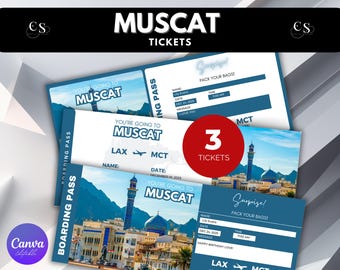 Editable Muscat Surprise Trip Ticket: Printable Boarding Pass (Canva Editable)