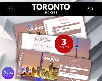 Editable Toronto Surprise Trip Ticket: Printable Boarding Pass (Canva Editable)