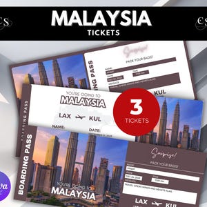Editable Malaysia Surprise Trip Ticket: Printable Boarding Pass (Canva Editable)