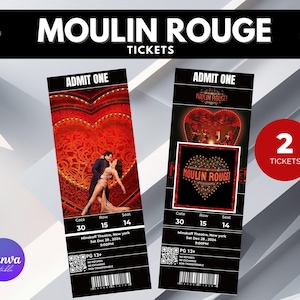 Editable Moulin Rouge Broadway Surprise Ticket, Musical Collectible Theater Ticket Editable Musical Theatre Faux Event Admission Souvenir