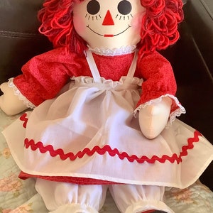 25 inch OUTFIT Raggedy Ann Doll Handmade Outfit Ready to ship Red dress, apron, bloomers Can be personalized image 2
