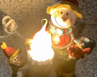 Christmas Vintage Snowman Electric Lamp | Nice condition