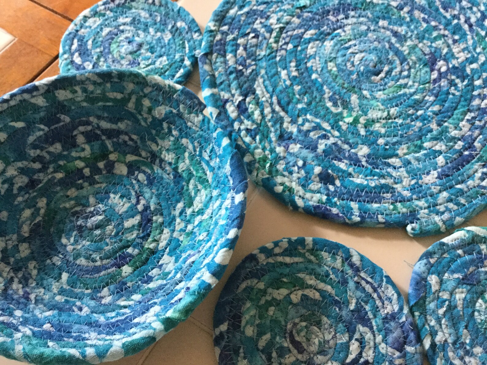 Coiled Fabric Coasters and 7 Inch Bowl Set Trivet Mug Rug Etsy