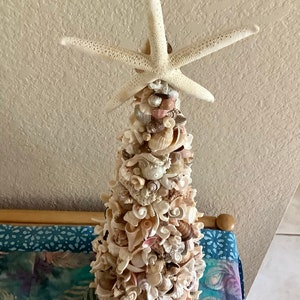 Sea Shell Art Tree Home Decoration 22 inches tall by 7 wide Shells collected by me image 5