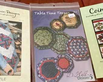 3 Quiled Table Runner Patterns, Uncut, Excellent condition
