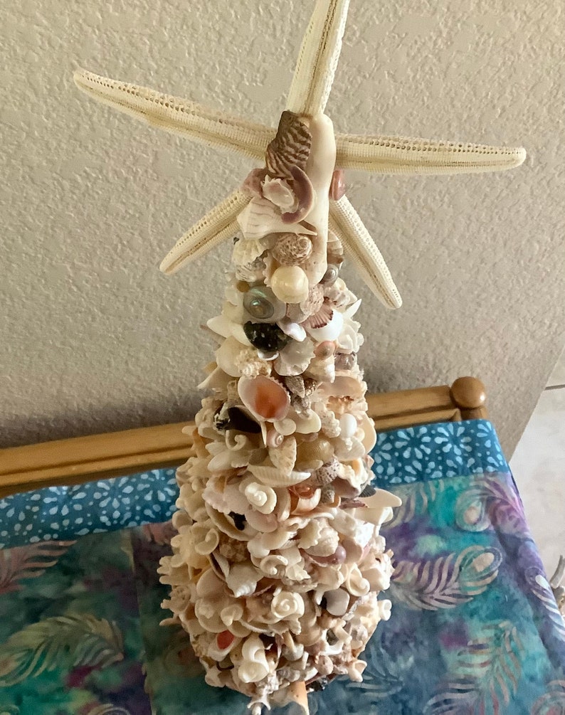 Sea Shell Art Tree Home Decoration 22 inches tall by 7 wide Shells collected by me image 2