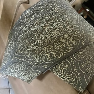 Green & Metallic Gold Table Runner with Tassels, 96” by 14” Rectangular, Great condition as pictured