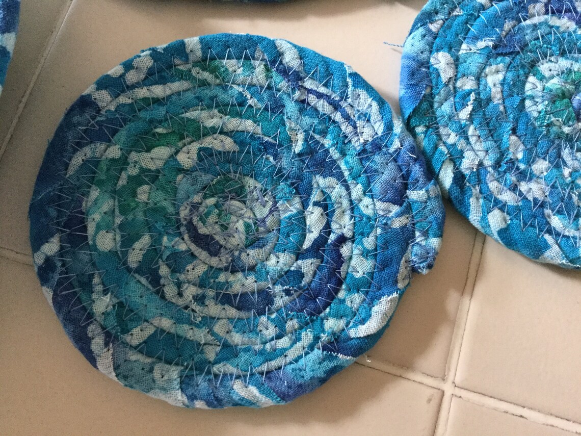 Coiled Fabric Coasters and 7 Inch Bowl Set Trivet Mug Rug Etsy