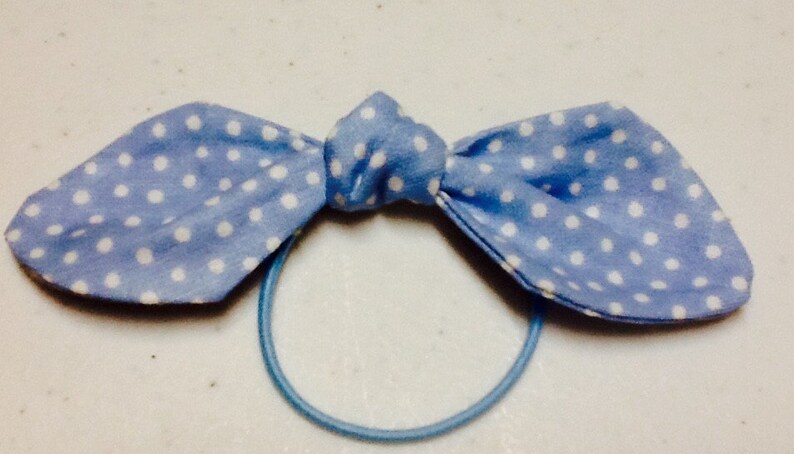 Ponytail Bow on Elastic Blue Fabric Hair Bow Hair Accessories