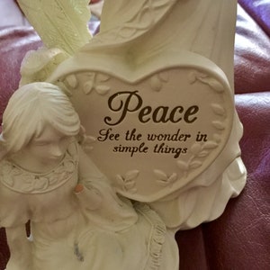 Vintage Angelstar Heartflow “Peace” Angels Figurine  | 7” tall 5” wide | Hand missing from small angel