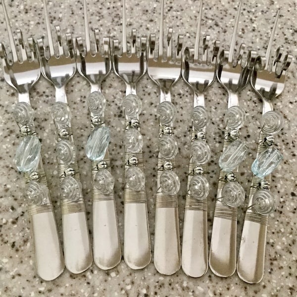 Funky Florida Finger Forks - Clear and Light Blue, Singles or a Set