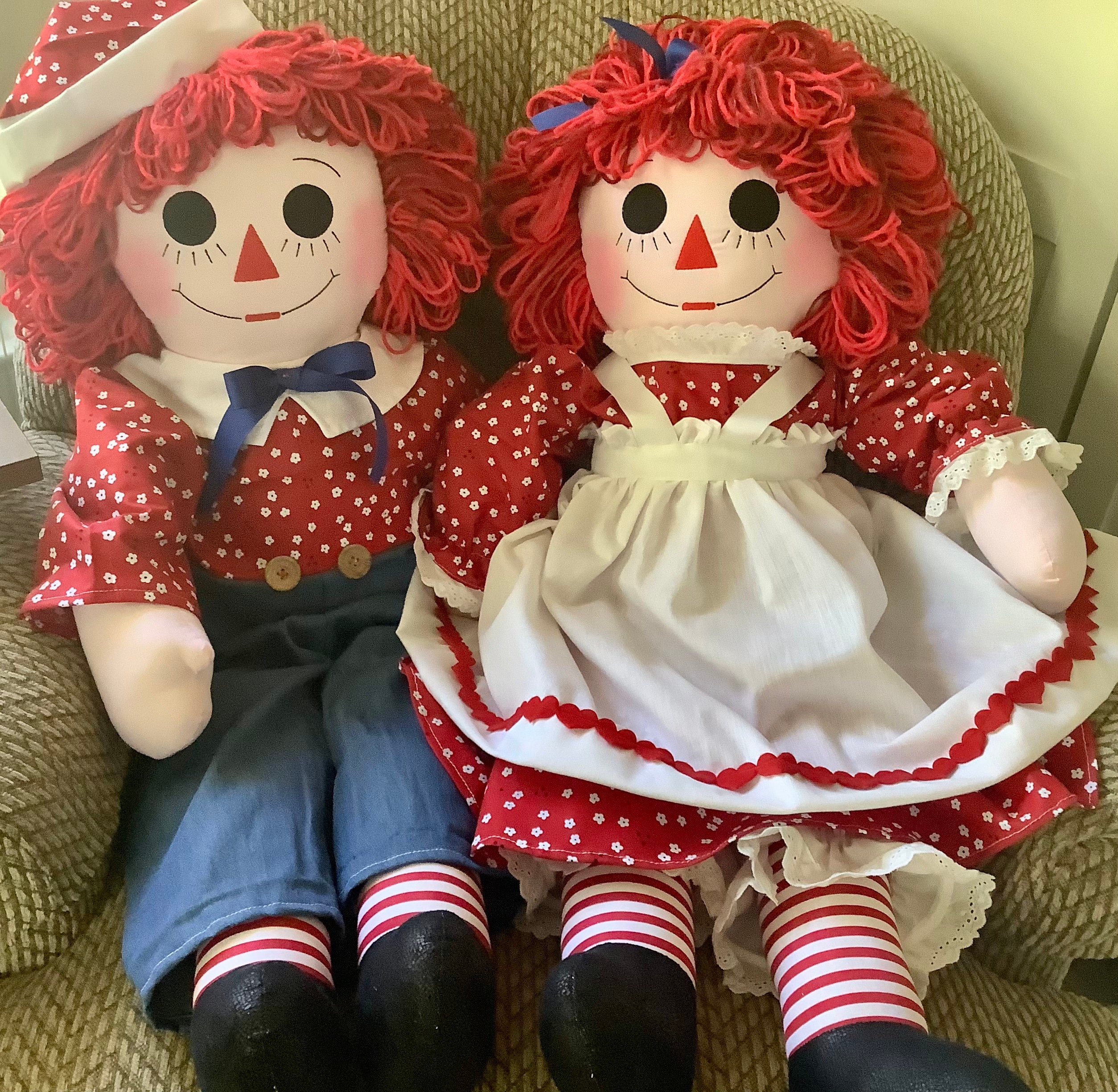 Raggedy Ann Andy ラガディ アン アンディ 36 Inch Raggedy Ann and Andy Doll Set Handmade - Ready to