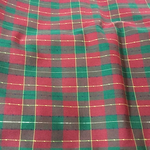 Red Green Yellow Plaid Fabric | 3 yards by 62” wide fabric In first quality condition
