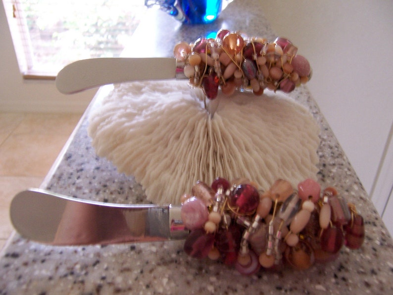 Cheese Spreader Beaded Cheese Ball Set of 2 with Mauve colored beads Bild 3