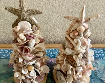 Sea Shell Art Tree Home Decoration | 8.5 inches tall | Shells collected by me