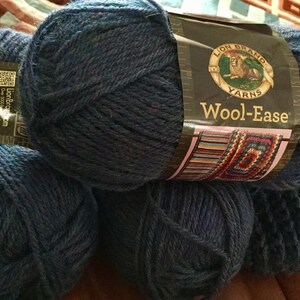 Blue Mist Denim Yarn Acrylic and Wool | 3 full skeins and Crochet piece