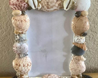 Sea Shell Art Picture Frame for 4” by 6” photos - Handmade, Home and Living,  Ready to Ship