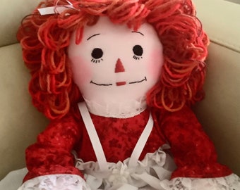 20” Raggedy Ann or Andy Doll Handmade - Red Dress - Looped Hair - Gift for Naby - Personalized &  Ready to Ship