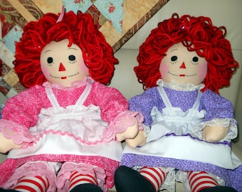 20” Raggedy Ann or Andy Doll Handmade - Custom Order - Looped Hair - Personalized