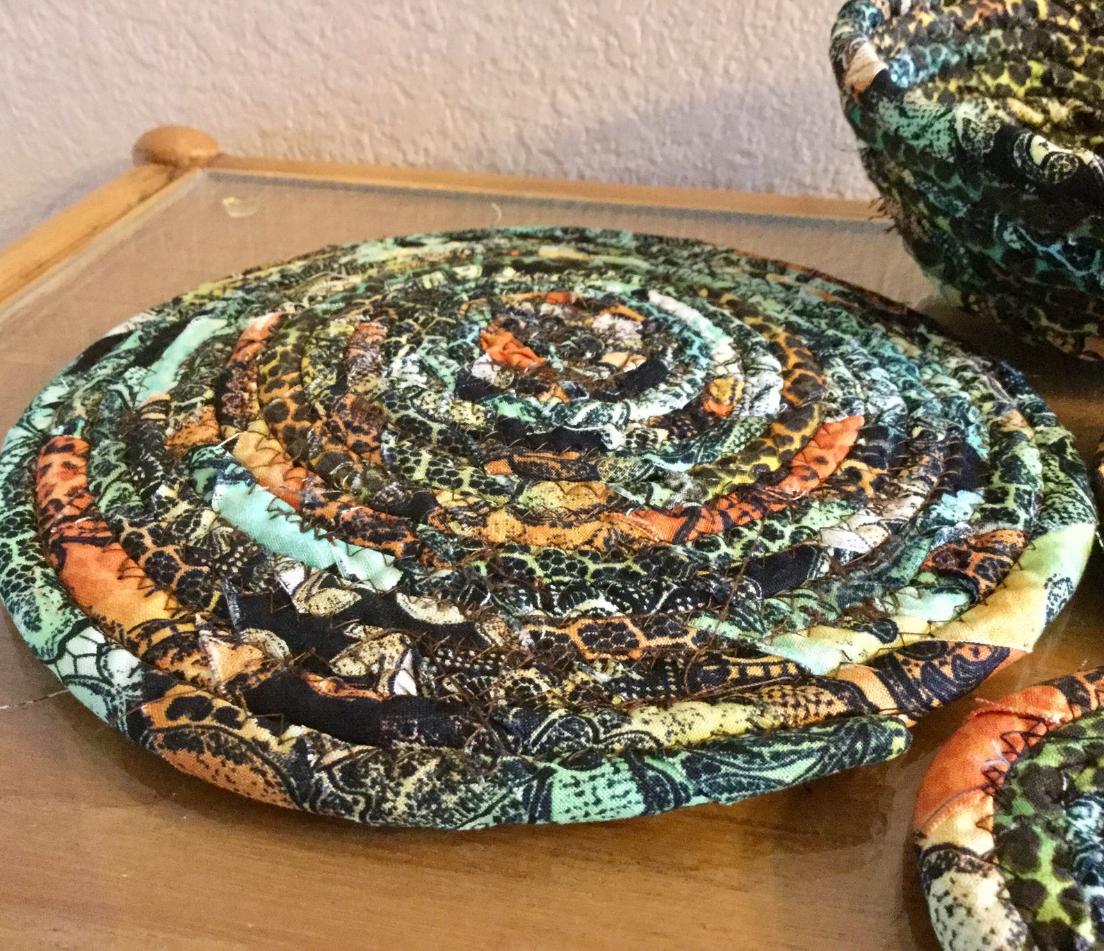 Coiled Fabric Coasters Mat and Bowl Set Trivet Mug Rug Etsy