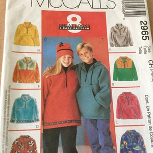 McCalls 2965 Childrens Pullover Shirt and Hat Pattern sizes 12-16