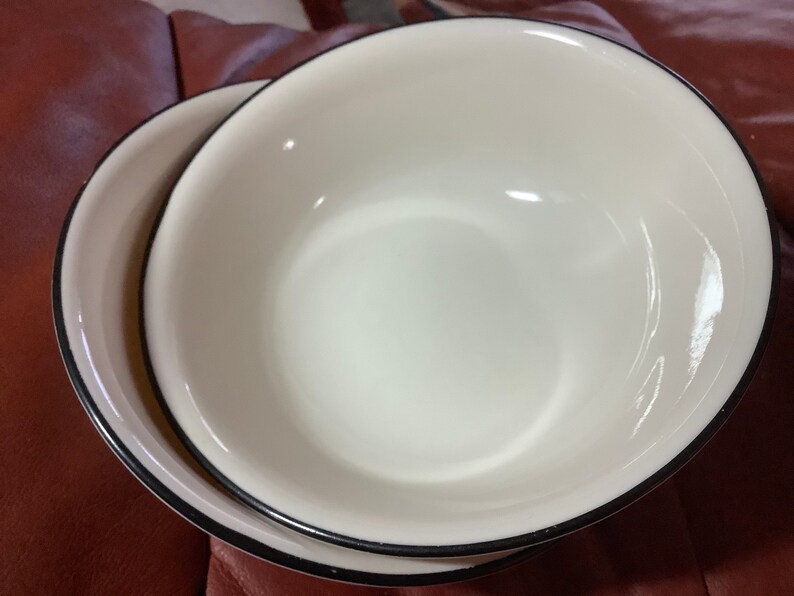 Vintage Corelle Cereal/soup Beige With Black Striped Bowls 2 Etsy