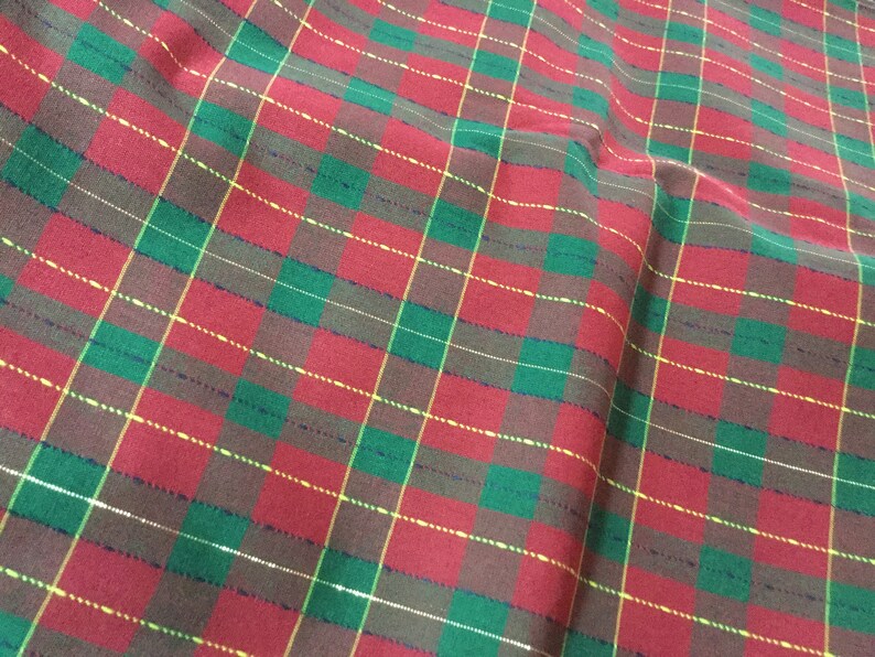 Red Green Yellow Plaid Fabric 3 yards by 62 wide fabric In | Etsy