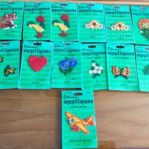 Appliqués, Rooster, Flowers, Airplane, Frog, Butterfly, Daisies, Bees, Tiger! Heart,  Ready to Iron On with Directions