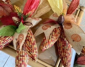 Indian Corn Wall or Fall Door Decoration | 3 Indian Corn | Fabric