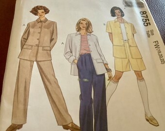 McCalls 8755 | Misses Unlined Jacket, Pants & Shorts Size 18-22 Uncut pattern