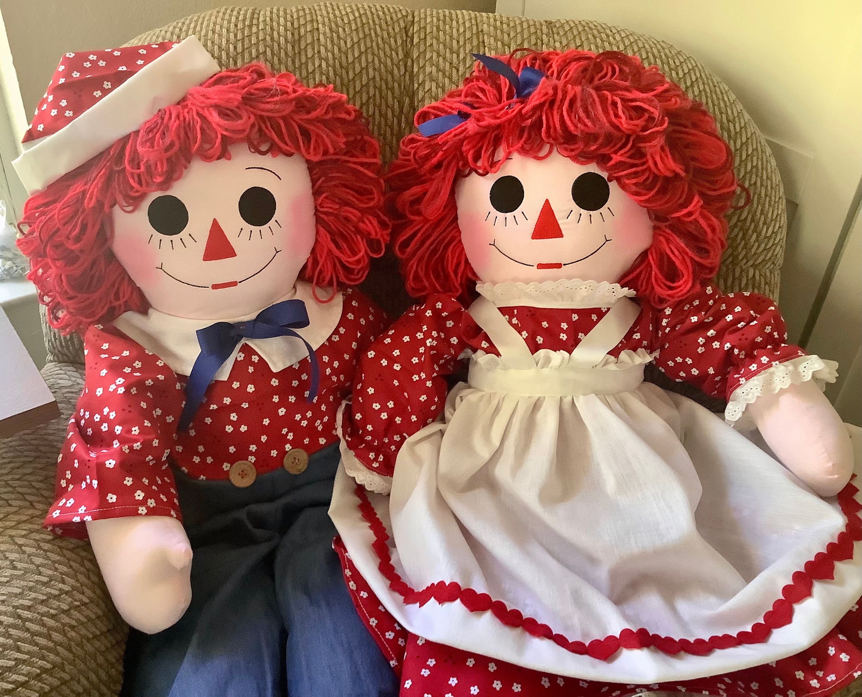 36 Inch Raggedy Ann and Andy Doll Set Handmade - Ready to Ship