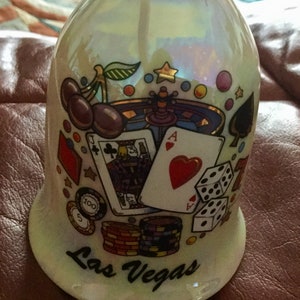 Vintage Las Vegas Souvenir Bell | 5” tall | Deck of Cards and Chips