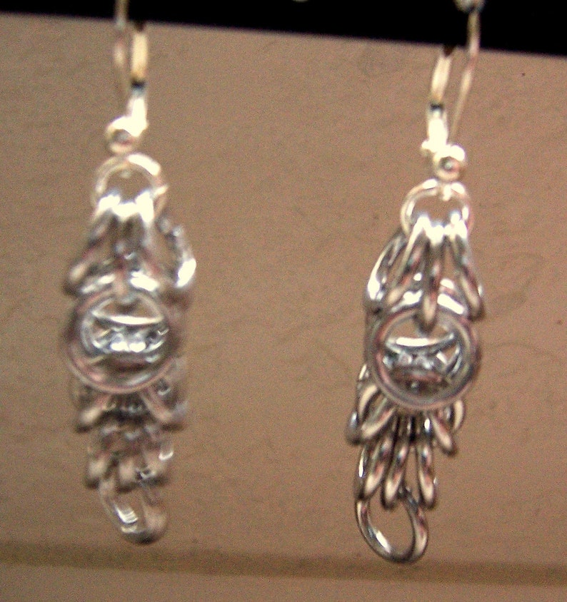 Chainmaille Earrings 2 inches long. Aluminum 16 gauge jump rings Tarnish Free image 1