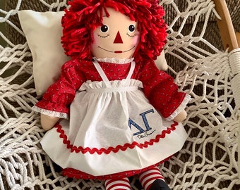 25” DG Raggedy Ann Handmade Doll | Sorority Mascot Doll