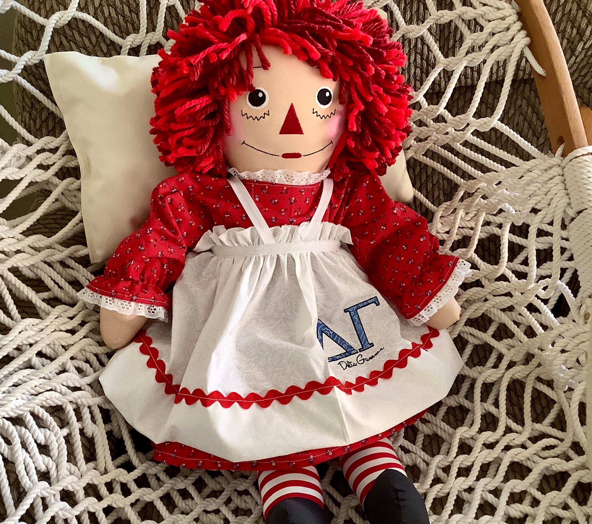 25 DG Raggedy Ann Handmade Doll Sorority Mascot Doll