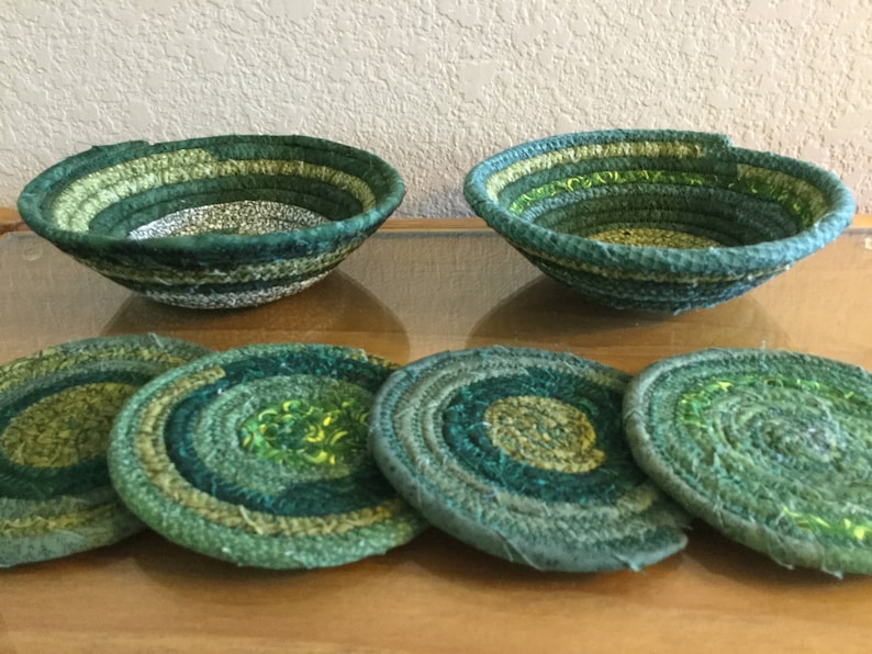 Green - Handmade Cotton Coasters (Set of 2) 114