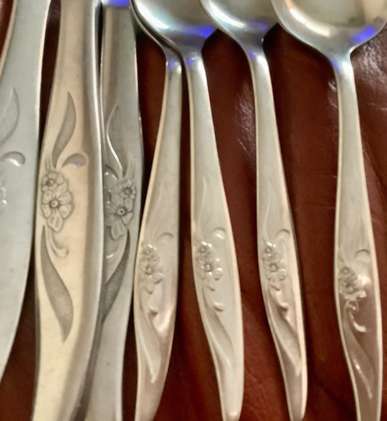 Vintage Oneida Stainless Floral Pattern Flatware | 10 Piece as Pictured ...