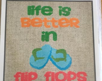 Life Is Better in Flip Flops Counted Cross Stitch Kit, Needle Art, Unopened, Excellent Condition